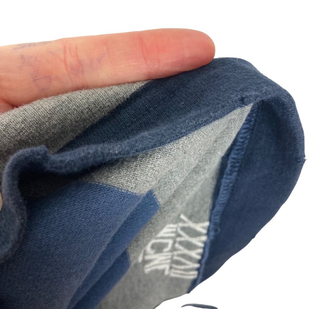 Aeropostale Rugby Shirt Mens Small Blue Gray Striped NYC Patch Athletic Y2K - Picture 10 of 12